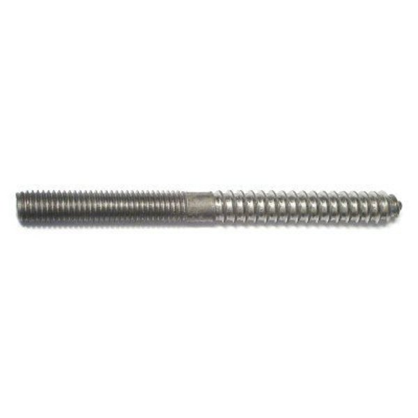 Midwest Fastener Hanger Bolt, 1/2 in Thread to 1/2"-13 Thread, 6 in, Steel, Plain Finish, 25 PK 50912